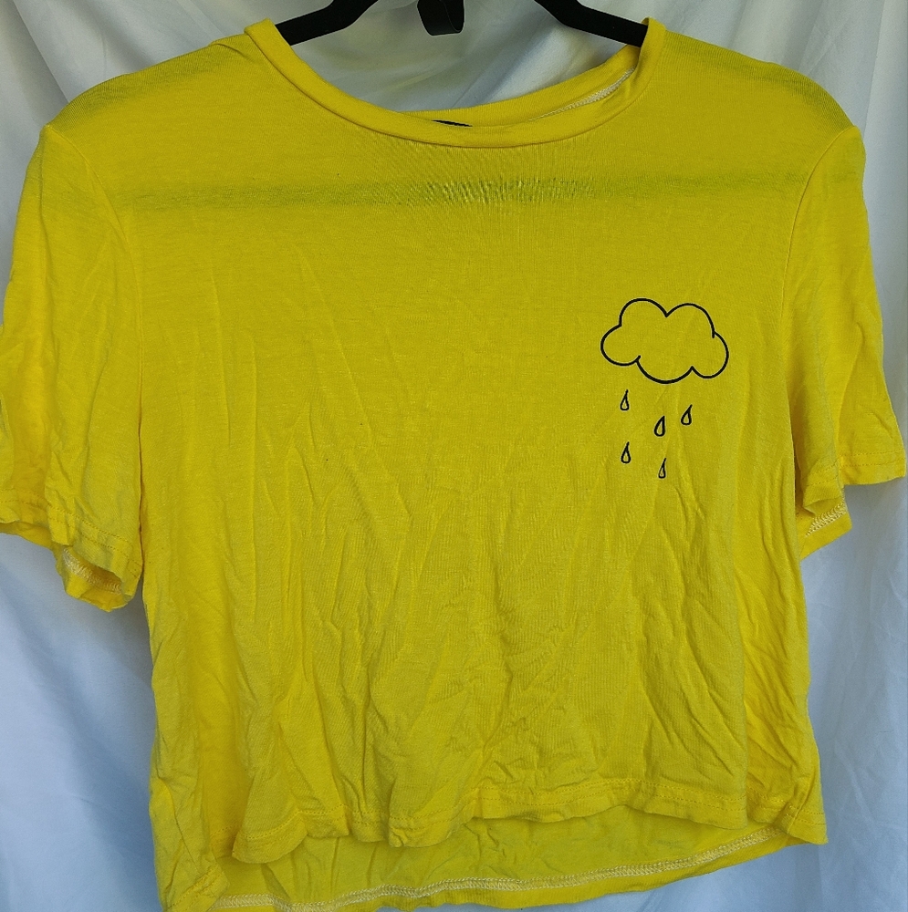 ROMWE Bright Yellow Rain Cloud T Shirt